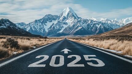 The number "2025" is written on the asphalt road
