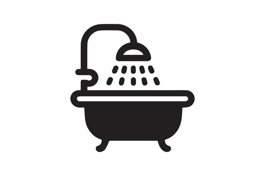 recommend clip art: Bathtub vector silhouette isolated in white background