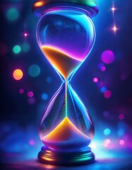 Hourglass with neon glow