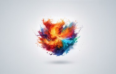 Obraz premium A colorful abstract splatter of paint on a white background.