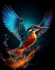 Obraz premium A vibrant kingfisher in flight