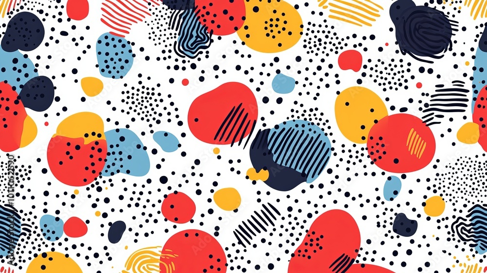 Poster charming doodle pattern background featuring abstract shapes and dots in a modern vector design, ide