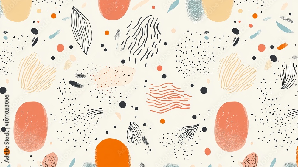 Canvas Prints playful doodle pattern background with abstract shapes and dots in pastel colors, perfect for modern