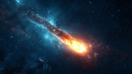 Blazing Meteor Streaking Through Deep Space - Made with Generative AI