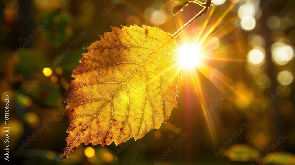 Canvas Prints Sunlight through a vibrant yellow leaf in nature