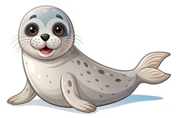 Fototapeta premium Charming seal cartoon illustration in flat vector style, perfect for children's projects. Bright, playful design on a