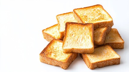 Slices of Toasted Bread Stacked on a Clean Surface for a Delicious Breakfast or Snack Idea