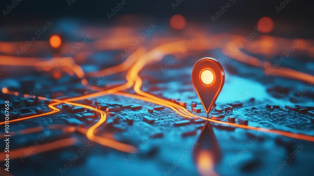 Poster digital map with high fidelity elements and markers