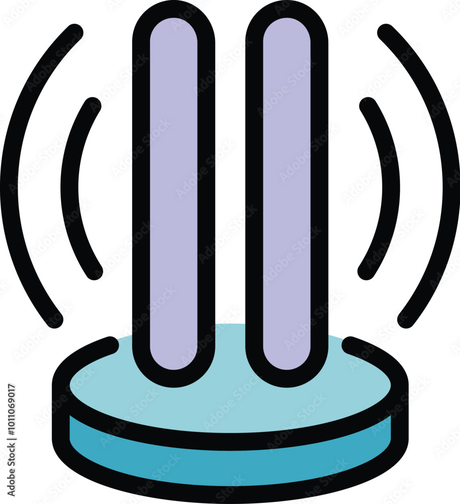 Poster this icon represents a wireless router emitting a wifi signal, perfect for representing internet con
