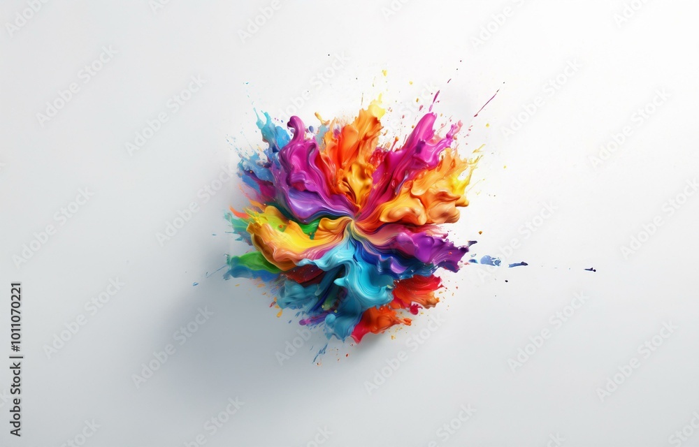 Poster an isolated colorful abstract paint explosion on a white background.