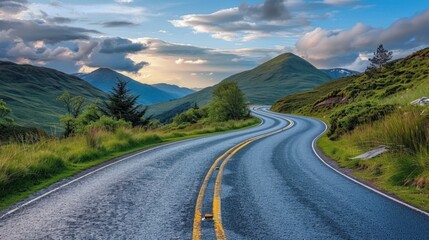 Scenic Winding Road Through Mountain Landscape