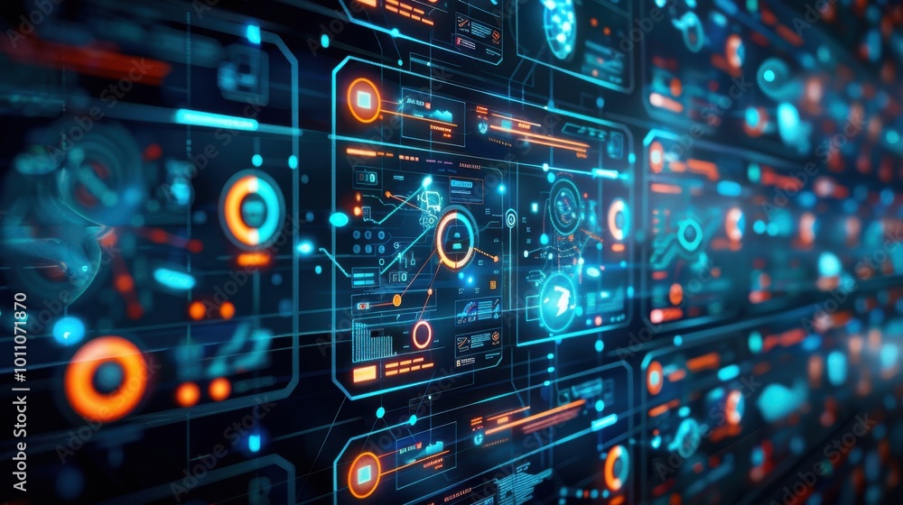 Aufkleber futuristic digital interface background with data visuals