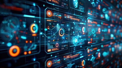 Futuristic Digital Interface Background with Data Visuals