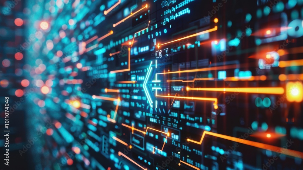 Poster futuristic digital data flow and connection patterns