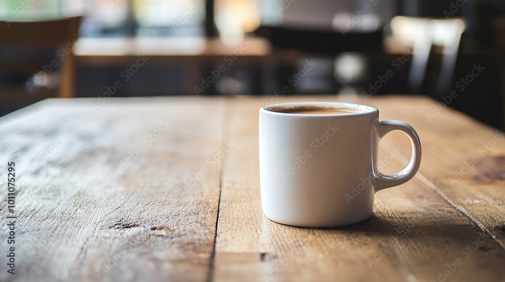 Poster coffee cup on a wooden table during a group discussion showcasing interaction and conversation in a 