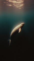 Fototapeta premium Holographic Giant Whale Underwater Scene