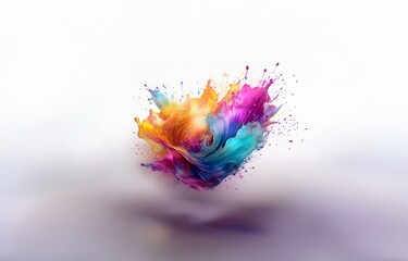 Obraz premium An isolated, vibrant explosion of colorful paint on a white background.