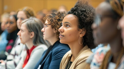Fototapeta premium An interactive seminar where participants of all backgrounds are learning about the importance of diversity in the workplace.