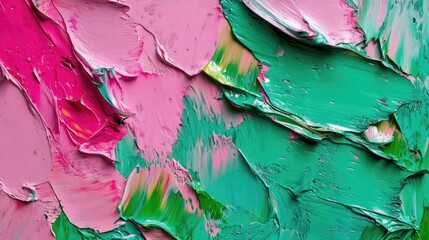 Obraz premium Pink and Green Painting Close Up