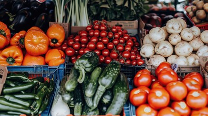Fresh Vegetables at a Vibrant Market Stall