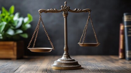 scales of justice in a legal office setting symbolizing equality and fairness in legal decisions showcasing a professional law environment highlighting balance in a law firm or attorney's office
