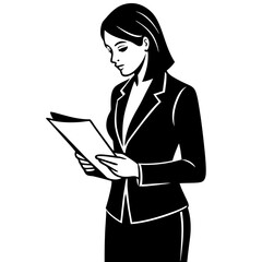 Dynamic Vector Illustration of a Businesswoman in Professional Attire at Work
