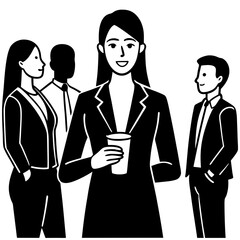 Innovative Businesswoman Leading Team Efforts for Project Achievement Vector Illustration
