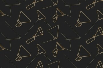 Elegant Gold Outline Halloween Party Pattern Black Background - Modern Festive Design Halloween Marketing Materials, Invitations, Event Decor