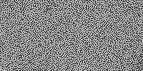 Abstract Organic Flow in Motion A Monochrome Turing Pattern Infused with Chaotic Energy and Memphis Design Influences