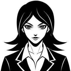 Businesswoman in Manga Style Vector Illustration Capturing Ambition and Elegance
