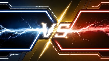 red and blue versus background with letters VS, 1v1, match clash background, Blue vs red lightning bright background.