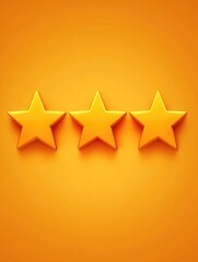 Fototapeta premium Three yellow stars on orange background