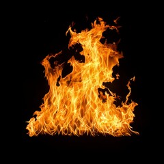 Bright Flames Dancing Upward Against a Dark Background, Creating a Dynamic Visual Display of Fire