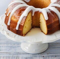   Vanilla bundt cake topped with vanilla bean sugar glaze