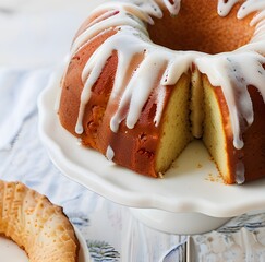   Vanilla bundt cake topped with vanilla bean sugar glaze