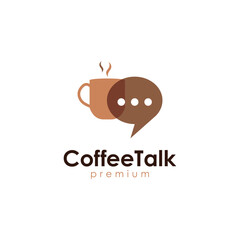 Coffee Talk Vector Logo Template For Coffee Shop Business.