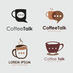 Coffee Talk Vector Logo Template For Coffee Shop Business.
