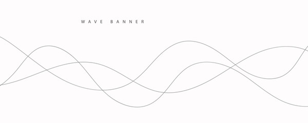 Abstract vector banner with grey wavy lines
