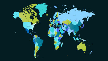 World map. Color modern vector map. Silhouette map.