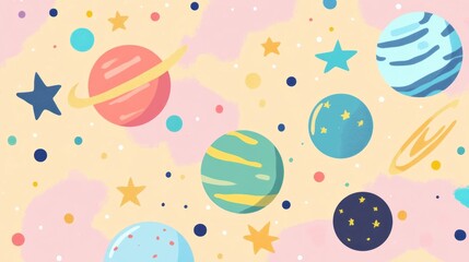 Vibrant pastel galaxy patterned background illustration featuring swirls of soft pink, lavender, and baby blue colors, perfect for creating whimsical designs, digital art projects, and fantasy-themed 