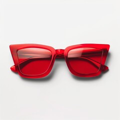 Bright Red Cat-Eye Sunglasses Displayed on a Plain Background Showcasing a Trendy Summer Accessory