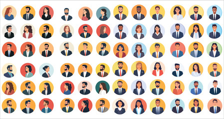 Avatar profile icon set men and women, Happy business men and women avatar profile icons, Avatar profile businessmen and businesswomen, Profile icon set including male and female