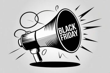 Dynamic Black Friday Megaphone Illustration - Bold Promotional Graphic Sales Events, Marketing Campaigns, Advertising Materials