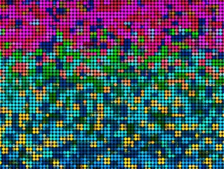 Obraz premium The picture is an illustration of small multi-colored circles with pink, blue, yellow, dark blue, red, white, orange, green, purple, cream, white, brown. The small multi-colored circles are mixed with