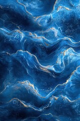 ** Abstract Blue and Gold Marble Texture with Fluid Waves and Swirls in a Modern Artistic Design..**