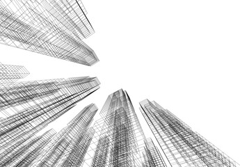 Fototapeta premium Abstract city architecture vector 3d illustration