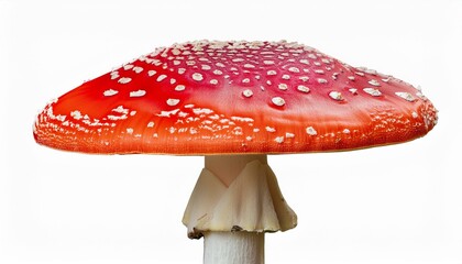 Red Fly Agaric mushrooms (Amanita Muscaria) with white spots, isolated on a transparent background, perfect for foraging guides, botanical illustrations, and wild fungi studies