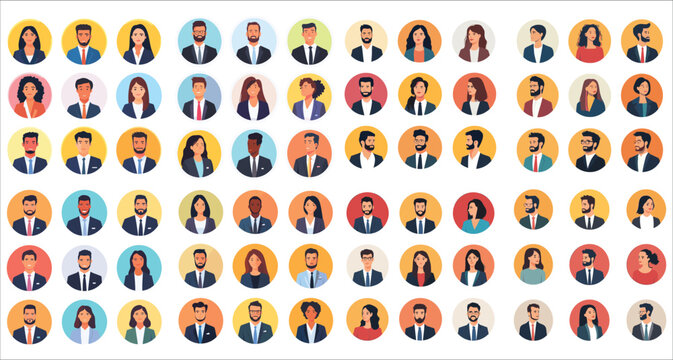 Avatar profile icon set men and women, Happy business men and women avatar profile icons, Avatar profile businessmen and businesswomen, Profile icon set including male and female