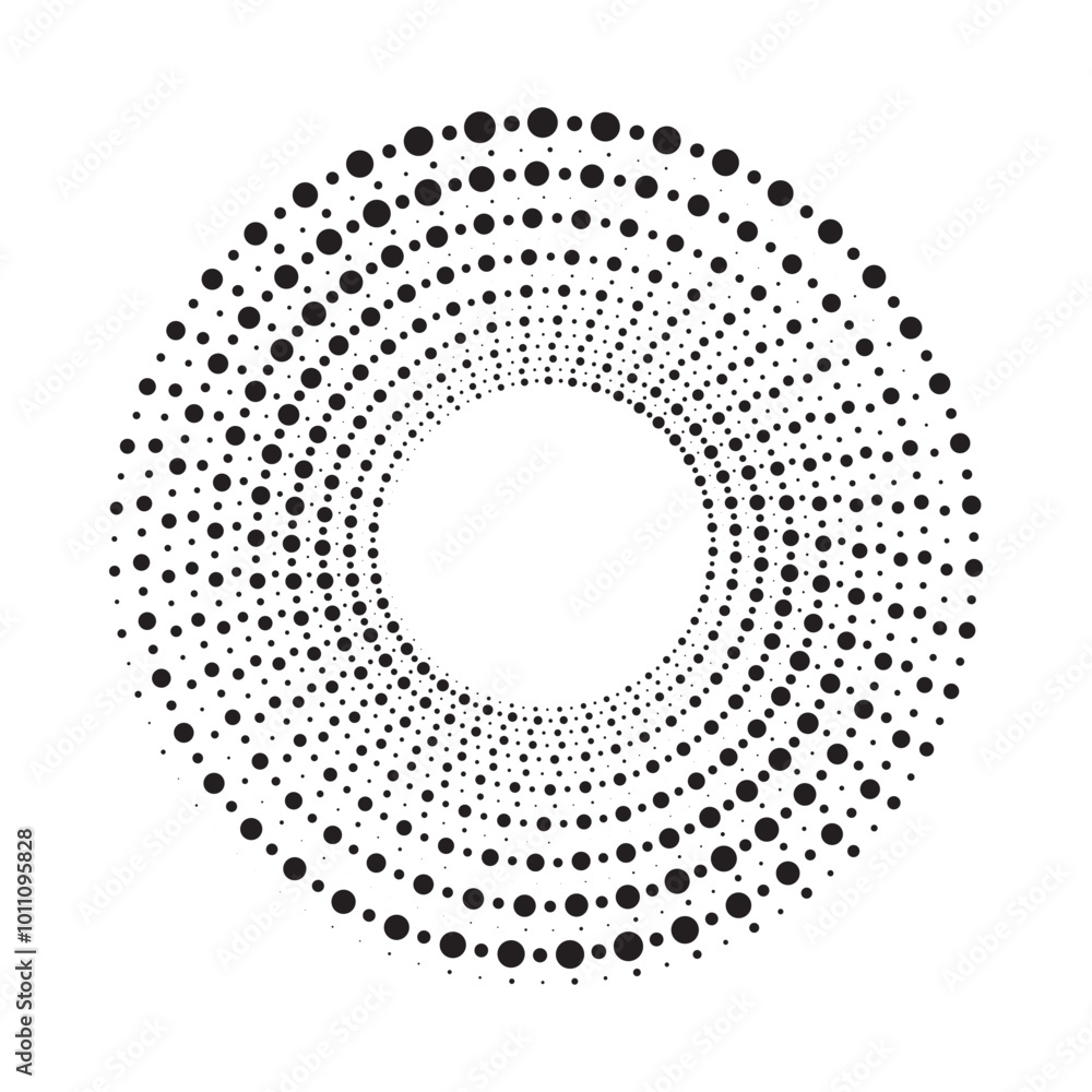 Poster Halftone circular frame logo set. Circle dots isolated on the white background. Fabric design element. Halftone circle dots texture. Vector design element for various purposes.	