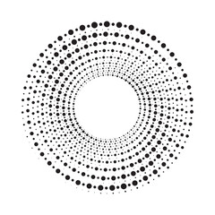 Halftone circular frame logo set. Circle dots isolated on the white background. Fabric design element. Halftone circle dots texture. Vector design element for various purposes.	